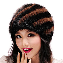 Load image into Gallery viewer, Fur Story Women&#39;s Knitted Fur Hat for Winter Warm Fur Beanie Hat with Mink Fur