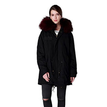 Load image into Gallery viewer, Fur Story Women&#39;s Long Real Fur Coat with Fox Fur Lining and Raccoon Fur Hood Full Sleeve