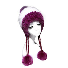 Load image into Gallery viewer, Fur Story 15664 Women&#39;s Knitted Real Mink Fur Beanie Hat Fox Fur Pom Pom Cap