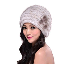 Load image into Gallery viewer, Fur Story 14629 Women&#39;s Knitted Real Mink Fur Skullies Beanie Hat