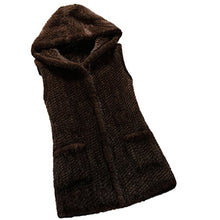 Load image into Gallery viewer, fur story Women&#39;s Long Real Mink Fur Knitted Vest with Hood 80cm Length