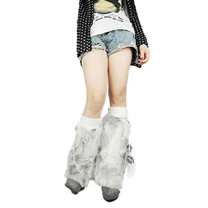 Fur Story Fur Leg Warmers Real Fur Rabbit Winter Leggings Boot Toppers For Women