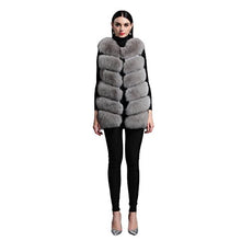 Load image into Gallery viewer, Fur Story Women&#39;s Fur Vest with Real Fox Fur Thick Warm Vest Sleeveless O Neck