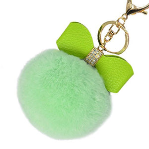 Fur Story 16820 Real Rex Rabbit Fur Pompom Ball Car Key Chain Handbag Key Rings