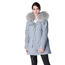 Load image into Gallery viewer, Fur Story Women&#39;s Long Real Fur Coat with Fox Fur Lining and Raccoon Fur Hood Full Sleeve
