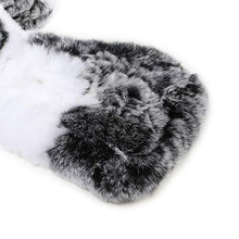 Load image into Gallery viewer, Fur Story Women&#39;s Rex Rabbit Fur Scarf Ladies Winter Warm Knitted Flowers Crochet Fashion Scarf Scarves for Women Men(FS19503A-Gray White)