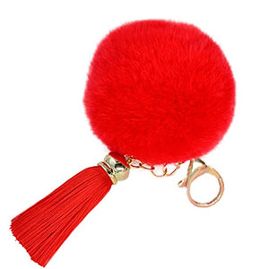 Fur Story 16818 Real Rex Rabbit Fur Pompom Ball Car Key Chain Handbag Key Rings