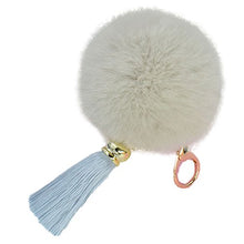 Load image into Gallery viewer, Fur Story 16818 Real Rex Rabbit Fur Pompom Ball Car Key Chain Handbag Key Rings