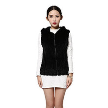 Load image into Gallery viewer, fur story Women&#39;s Knitted Real Mink Fur Vest with Fur Hood Warm Waistcoat Sleeveless V Neck