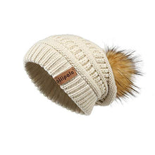Load image into Gallery viewer, Pilipala Womens Winter Knit Beanie Hat Slouchy Warm Pom Pom Hat Faux Fur Caps for Women Ladies Girls