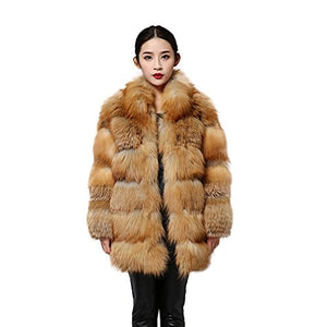 fur story Women's Real Fox Fur Coat with Fox Fur Collar Thick Warm Coat Full Sleeve