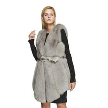 Load image into Gallery viewer, fur story Women's Fox Fur Vest Solid Color Fur Jacket for Winter No-Collar 18201