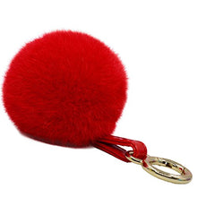 Load image into Gallery viewer, Fur Story 16816 Real Rex Rabbit Fur Pompom Ball Car Key Chain Handbag Key Rings
