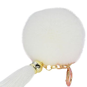 Fur Story 16818 Real Rex Rabbit Fur Pompom Ball Car Key Chain Handbag Key Rings