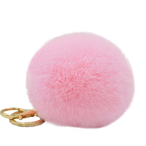 Fur Story 16802 Real Rex Rabbit Fur Pompom Ball Car Key Chain Handbag Key Rings