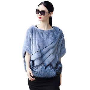 Fur Story 161111 Women's Real Mink Fur Pullover Coat with Silver Fox Fur Hem