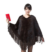 Load image into Gallery viewer, Fur Story Women&#39;s Knitted Long Fur Poncho with Real Mink Fur Thick Warm Pullover with Tassels