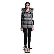 Load image into Gallery viewer, fur story Women&#39;s Fur Vest Hoodie with Real Fox Fur Thick Warm Vest with Hood Sleeveless