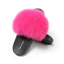 Load image into Gallery viewer, Fur story women&#39;s fluffy fox fur sandals open-toed leather slippers