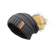 Load image into Gallery viewer, Pilipala Womens Winter Knit Beanie Hat Slouchy Warm Pom Pom Hat Faux Fur Caps for Women Ladies Girls