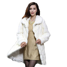 Load image into Gallery viewer, fur story Women&#39;s Long Fur Coat with Real Mink Fur Thick Warm Coat Full Sleeve Turn Down Collar