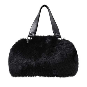 Fur Story Women's Winter Fur Fox Handbag Leather Ladies Shoulder Bag