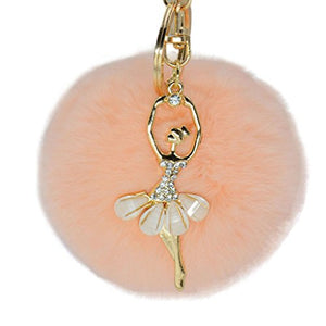 Fur Story FS16819 Fur Pom Pom KeyChain Bag Car Purse Charm Fluffy Fur Keychain Ball