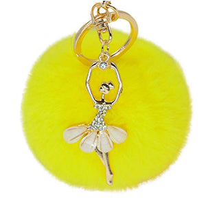 Fur Story FS16819 Fur Pom Pom KeyChain Bag Car Purse Charm Fluffy Fur Keychain Ball