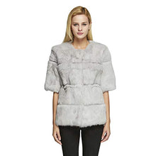 Load image into Gallery viewer, fur story FS18110 Women's Rabbit Fur Coat Solid Color Fur Jacket for Winter with Round Collar Half Sleeve