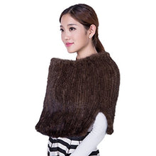 Load image into Gallery viewer, Fur Story Women&#39;s Knit Fur Poncho with Real Mink Fur Thick Warm Pashmina