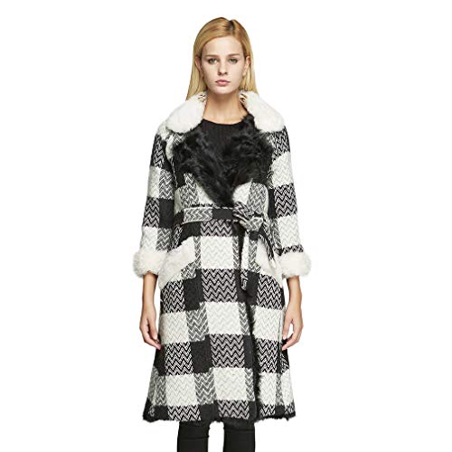 fur story Women's Fur Coat with Belt Long Winter Fur Jacket 18101
