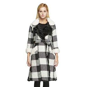 fur story Women's Fur Coat with Belt Long Winter Fur Jacket 18101
