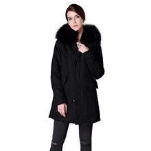 Load image into Gallery viewer, Fur Story Women&#39;s Long Real Fur Coat with Fox Fur Lining and Raccoon Fur Hood Full Sleeve