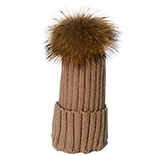 Load image into Gallery viewer, Fur Story Unisex Beanie Outdoor Cap Real Raccoon Fur Pom Pom Hats