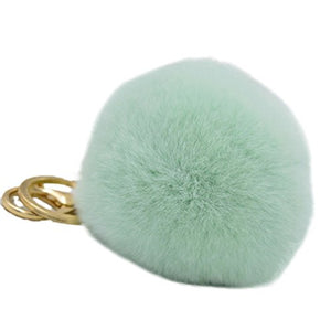 Fur Story 16802 Real Rex Rabbit Fur Pompom Ball Car Key Chain Handbag Key Rings