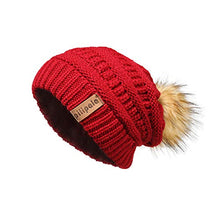 Load image into Gallery viewer, Pilipala Womens Winter Knit Beanie Hat Slouchy Warm Pom Pom Hat Faux Fur Caps for Women Ladies Girls