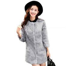 Load image into Gallery viewer, fur story Women&#39;s Long Fur Coat with Real Rabbit Fur Thick Warm Coat 3/4 Sleeve O Neck