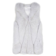 Load image into Gallery viewer, fur story Women&#39;s Fur Vest with Real Fox Fur Thick Warm Vest Sleeveless V Neck