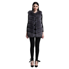 Load image into Gallery viewer, Fur Story Women&#39;s Fur Vest with Real Fox Fur Thick Warm Vest Sleeveless O Neck