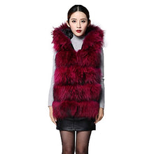 Load image into Gallery viewer, fur story 152113 Women&#39;s Real Raccoon Fur Vest with Hoodie