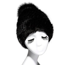 Load image into Gallery viewer, Fur Story Women&#39;s Knitted Real Mink Fur Beanie Hat with Fox Fur Pom Pom Skullies Hat