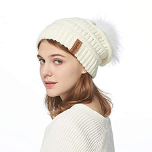 Load image into Gallery viewer, Pilipala Womens Winter Knit Beanie Hat Slouchy Warm Pom Pom Hat Faux Fur Caps for Women Ladies Girls
