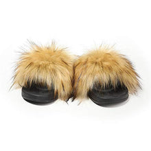 Load image into Gallery viewer, Fur Story ladies outdoor faux fur furry sandals (faux raccoon skin)