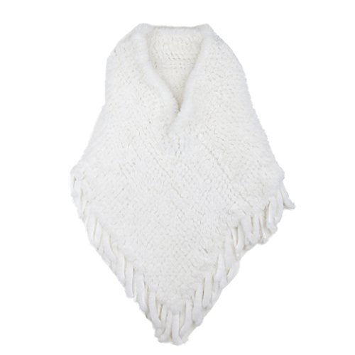 Pilipala Women's Knitted Faux Fur Poncho Ladies Fashion Warm Poncho V Neck VC17702