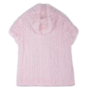 Women's Knitted Real Rabbit Fur Vest Pullover Solid Female Warm Coat 17211
