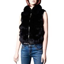 Load image into Gallery viewer, Fur Story Women&#39;s Real Fox Fur Vest with Fox Fur Collar Thick Warm Vest Sleeveless