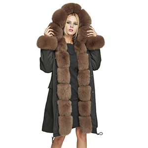 fur story Women's Parka Jacket with Real Fur Thick Winter Fur Coat Detachable Fur Lining 18113