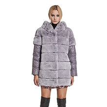Load image into Gallery viewer, fur story Women&#39;s Long Real Rex Rabbit Fur Coat with Genuine Sheep Leather Full Sleeve