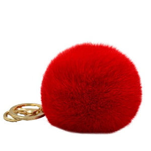 Fur Story 16802 Real Rex Rabbit Fur Pompom Ball Car Key Chain Handbag Key Rings