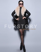 Load image into Gallery viewer, Genuine Leather Coat Down Jacket Luxury Fox Fur Collar Women Overcoat